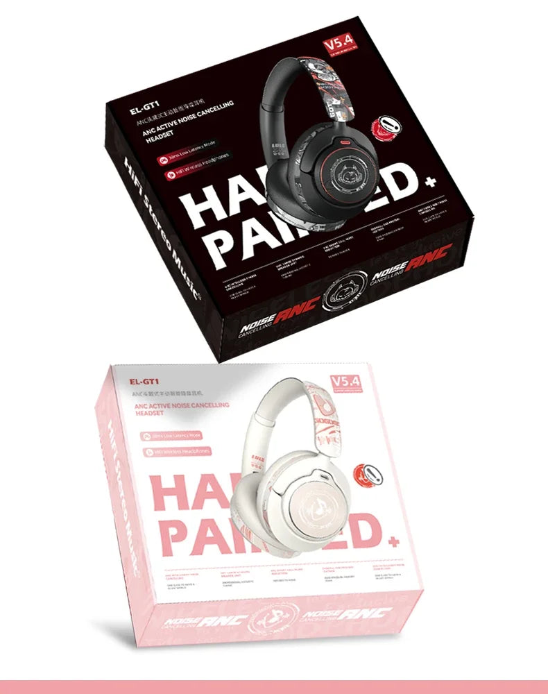 2025 Fashion ANC Hybrid Active Noise Cancelling Wireless Bluetooth 5.4 Headphones With Mic Over Ear Headset With Hifi Deep Bass