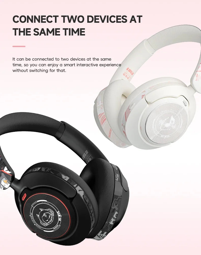 2025 Fashion ANC Hybrid Active Noise Cancelling Wireless Bluetooth 5.4 Headphones With Mic Over Ear Headset With Hifi Deep Bass
